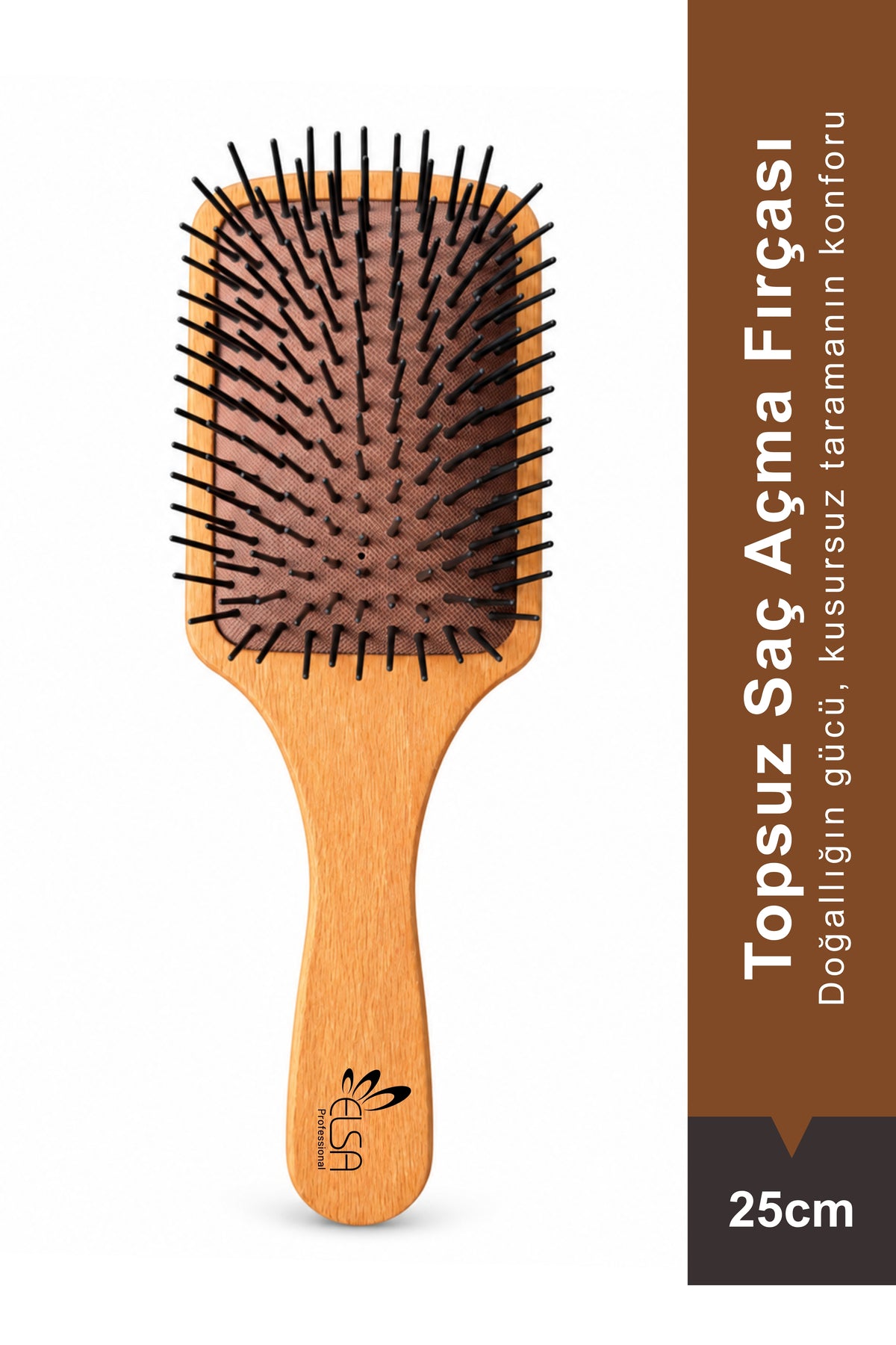 Elsa Professional A1283 Ahşap Topsuz Saç Açma Fırçası 25 cm