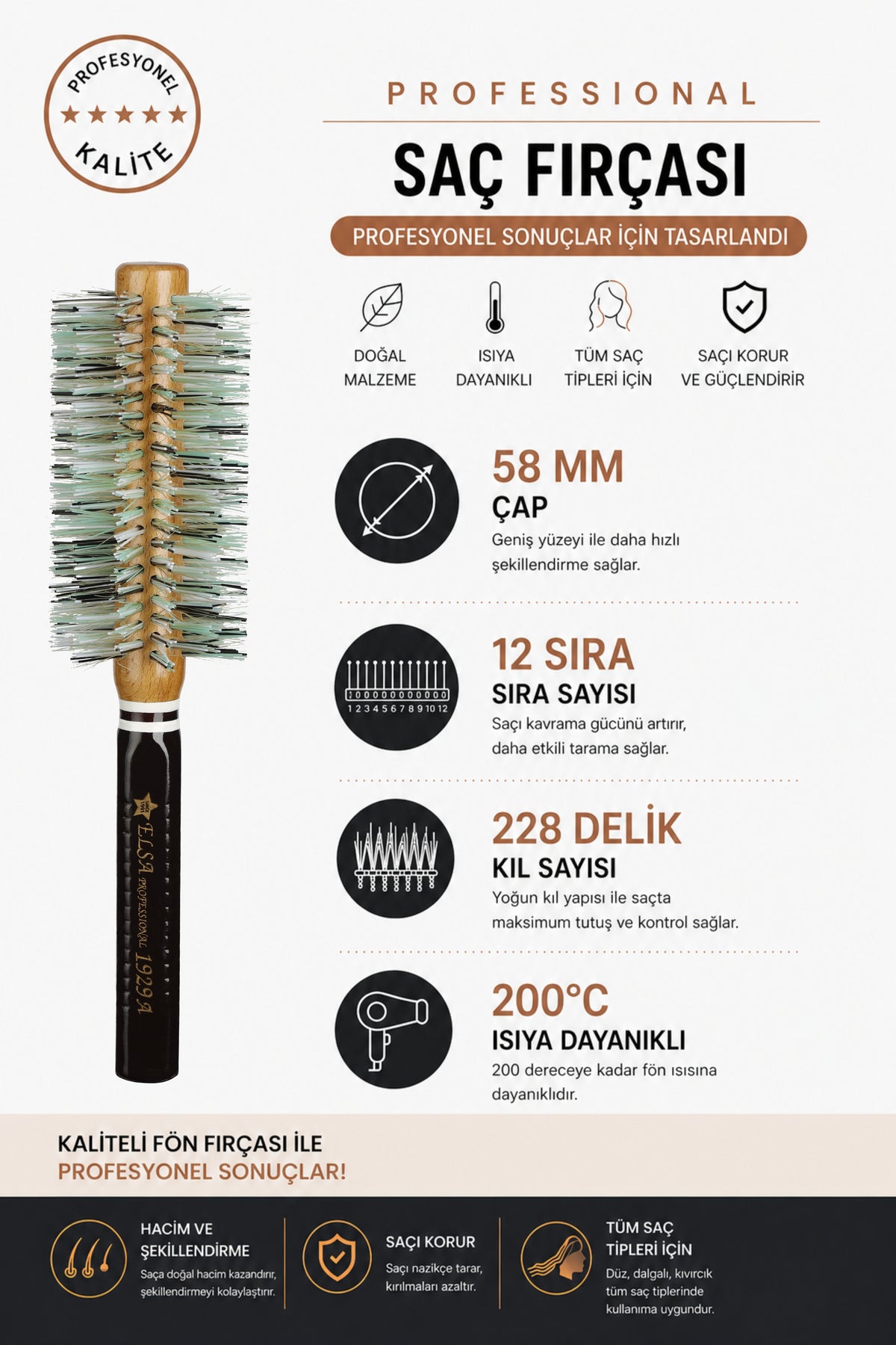 Professional 1929 3'lü Set Saç Fırçaları