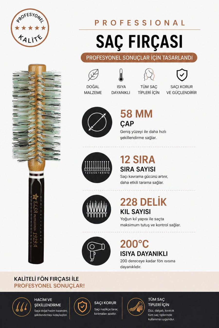 Professional 1929 3-Piece Hairbrush Set