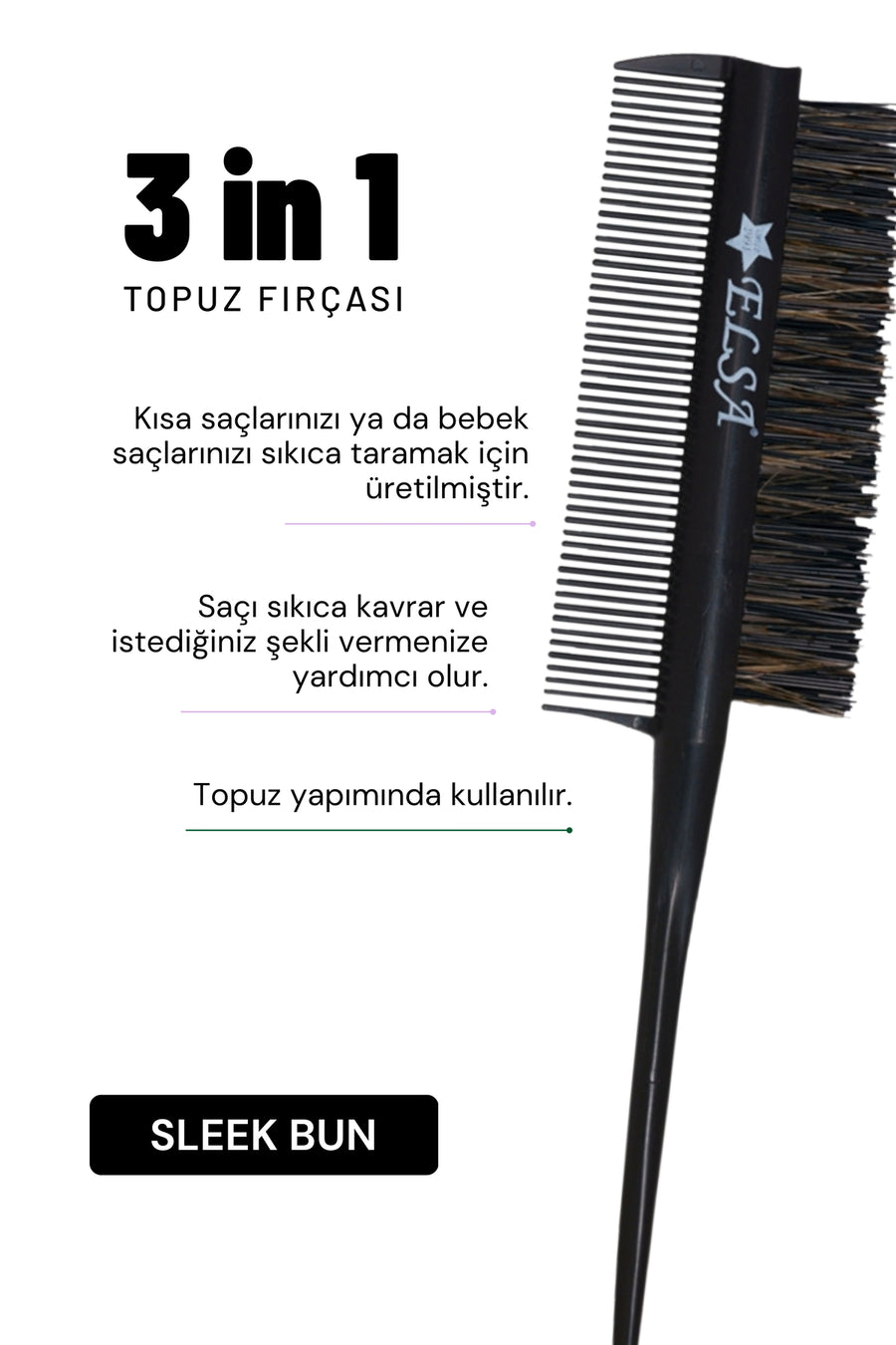 Hair Wax Stick 75 gr and Black 3-in-1 Bun Brush