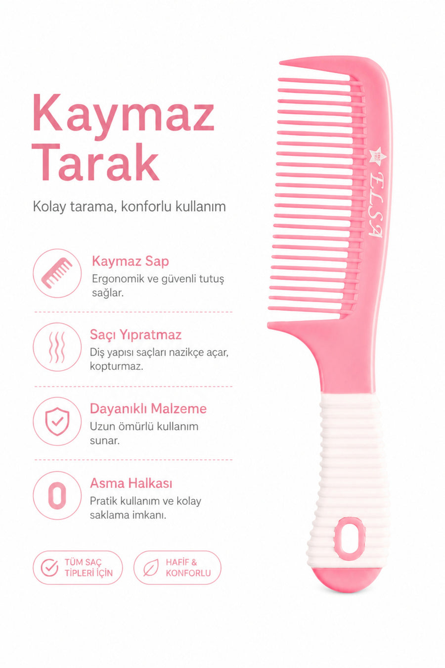 Professional Kaymaz Tarak 1058, Islak & Kuru Kullanım, Kırılma Karşıtı Tarak