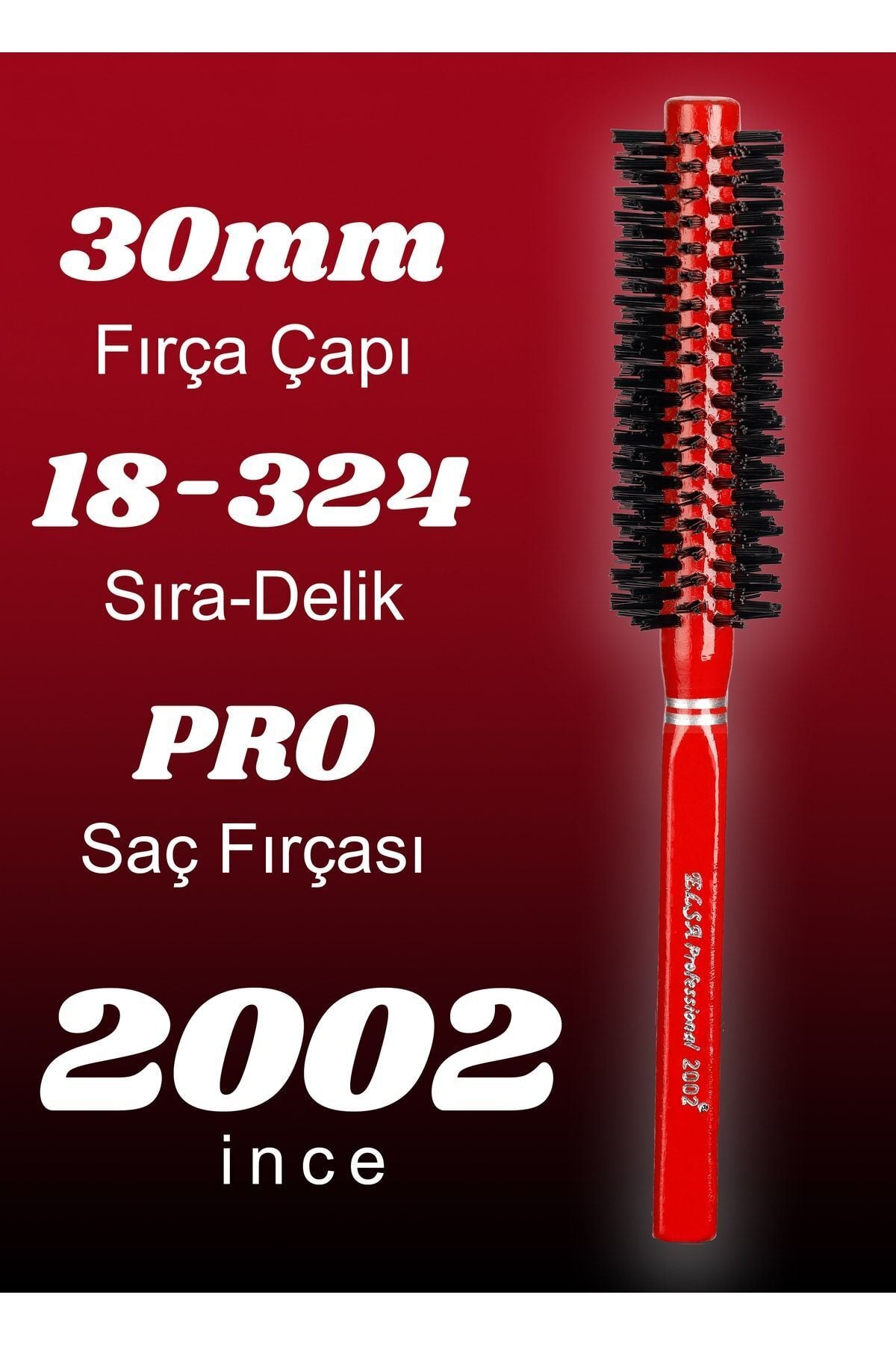Professional 2002 Ince Kırmızı Saç Fırçası - Elsa Saç Fırçaları