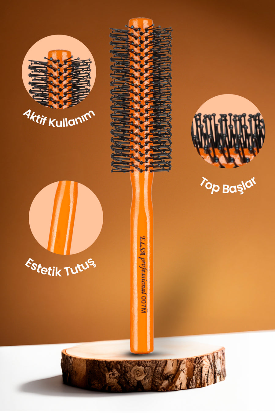 Professional 007M Orange Men's Hair Brush