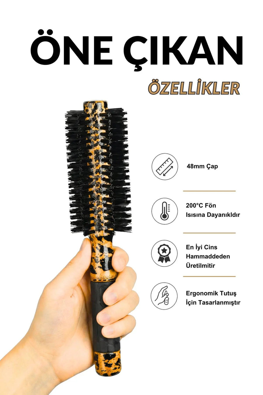 501 Kobra fırçanın 48 mm, 200°C ve ergonomik tutuş özellikleri