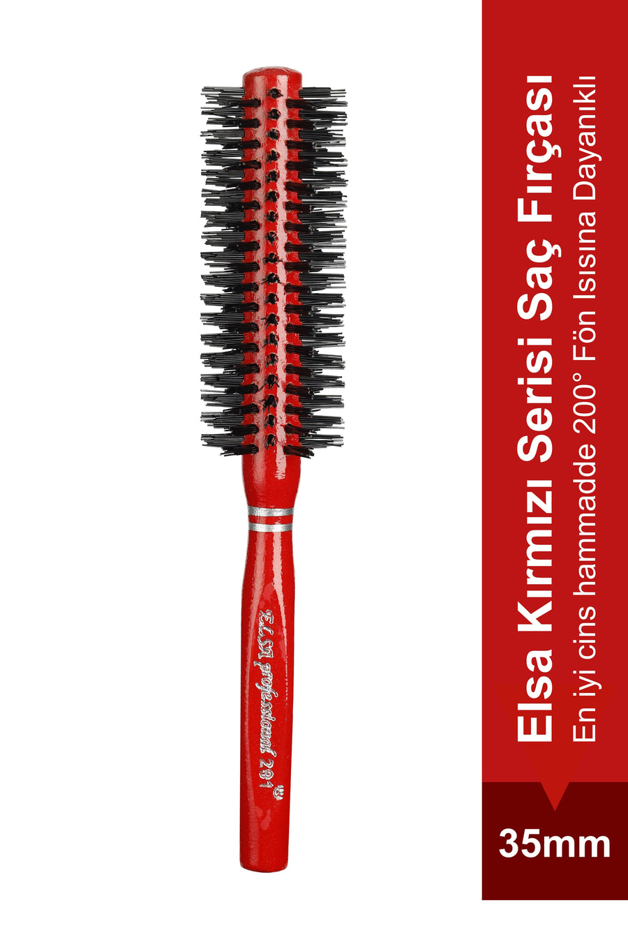 Elsa Professional 291 Kırmızı 35 mm yuvarlak fön fırçası
