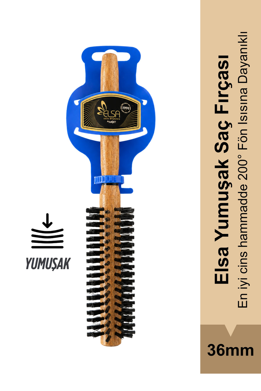 Elsa Professional 0.91 Natürel yumuşak 36 mm fön fırçası