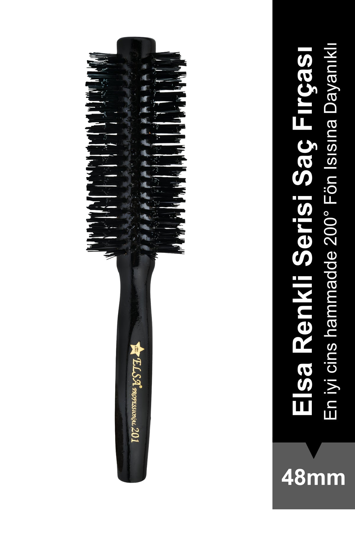 Elsa Professional 201 siyah fön fırçası 48 mm ve 200°C ürün görünümü