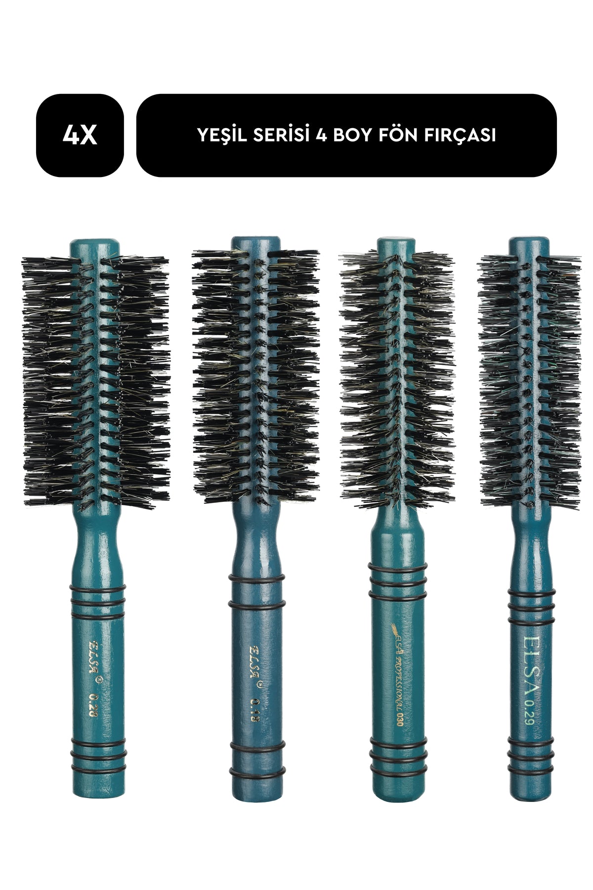 Professional 4-piece Green Hairbrush Set