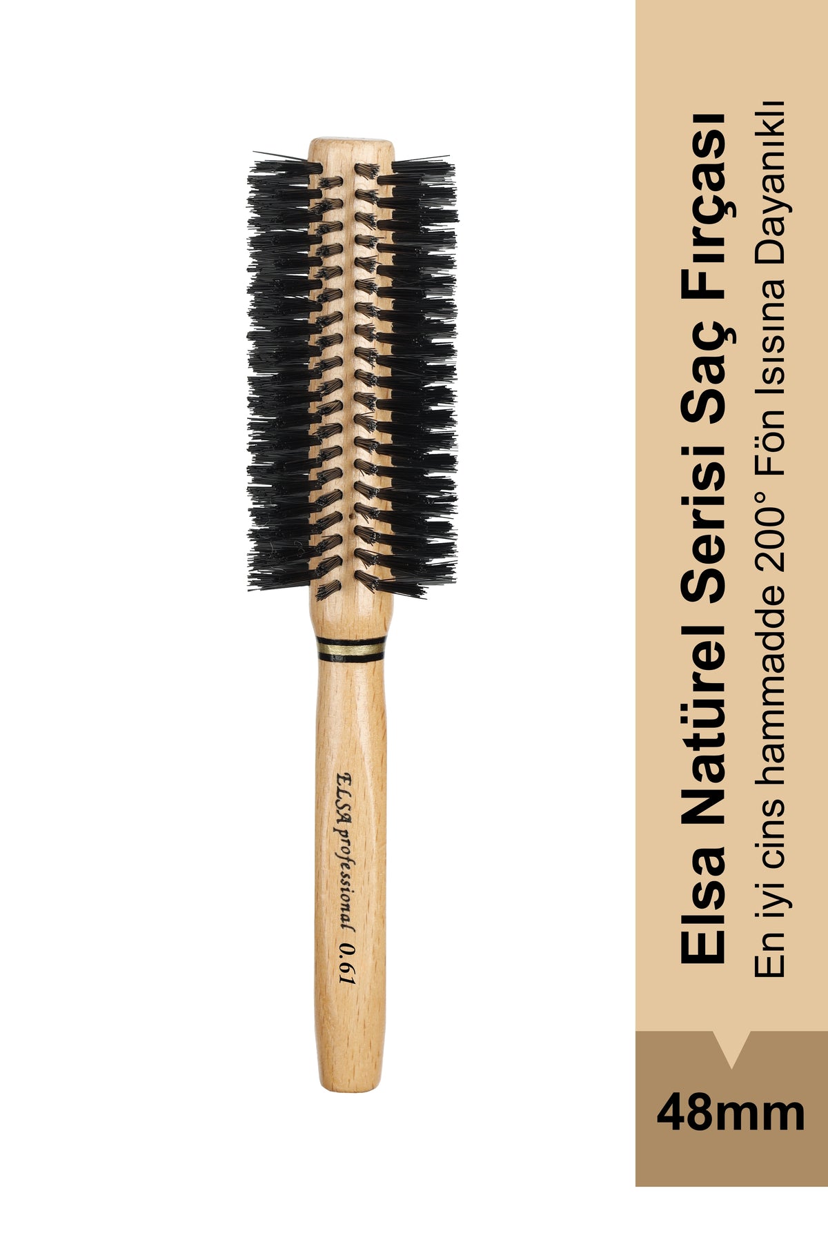 Elsa Professional 0.61 Natürel 48 mm yuvarlak fön fırçası