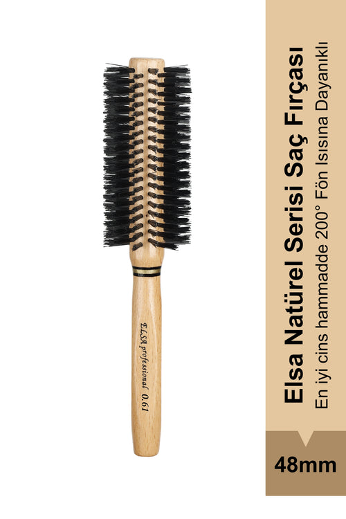 Elsa Professional 0.61 Natürel Saç Fırçası 48 mm - Profesyonel Fön Fırçası, Yuvarlak Saç Fırçası - Elsa Saç Fırçaları