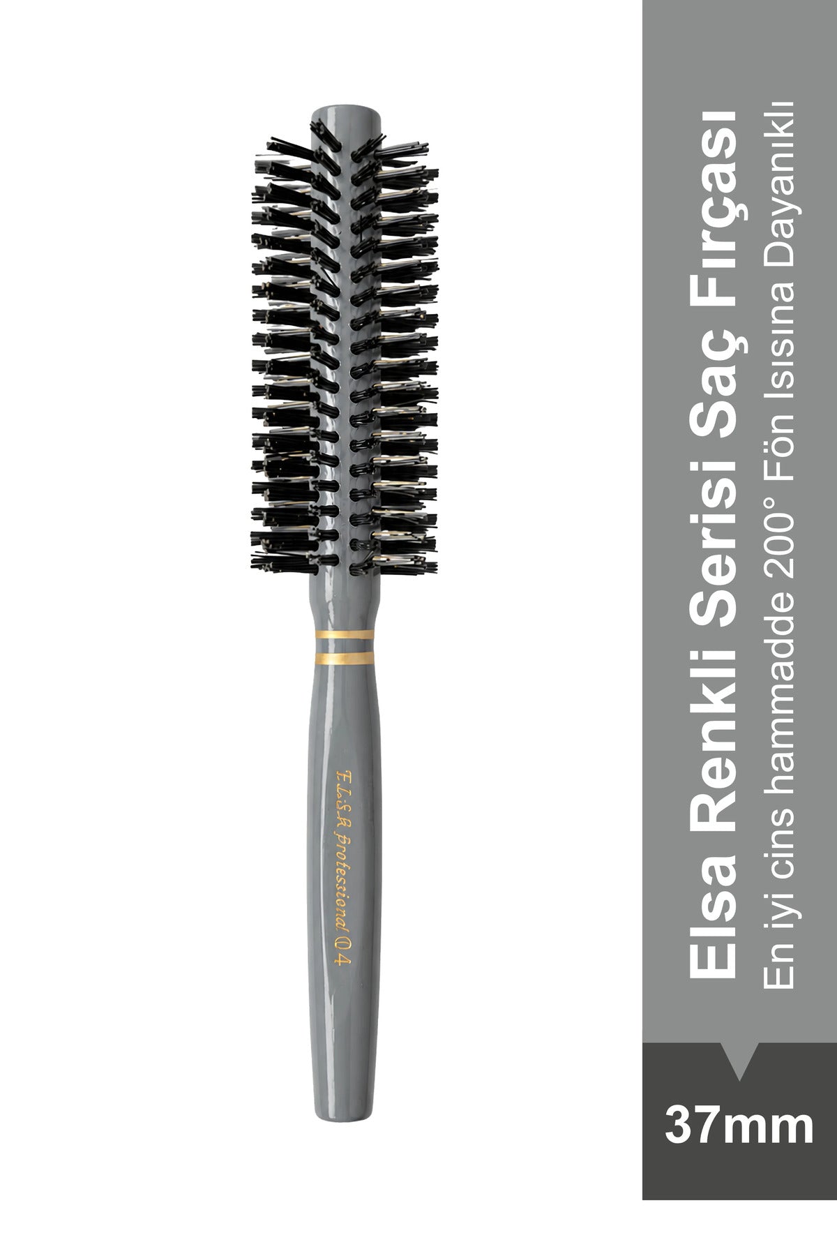 Elsa Professional 04 gri fön fırçası 37 mm ve 200°C önden ürün görünümü