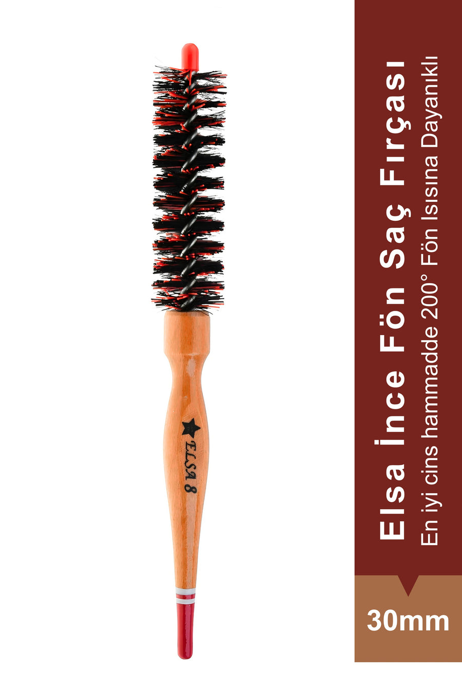 Elsa Professional 8 İnce 30 mm ahşap saplı fön fırçası ürün görünümü