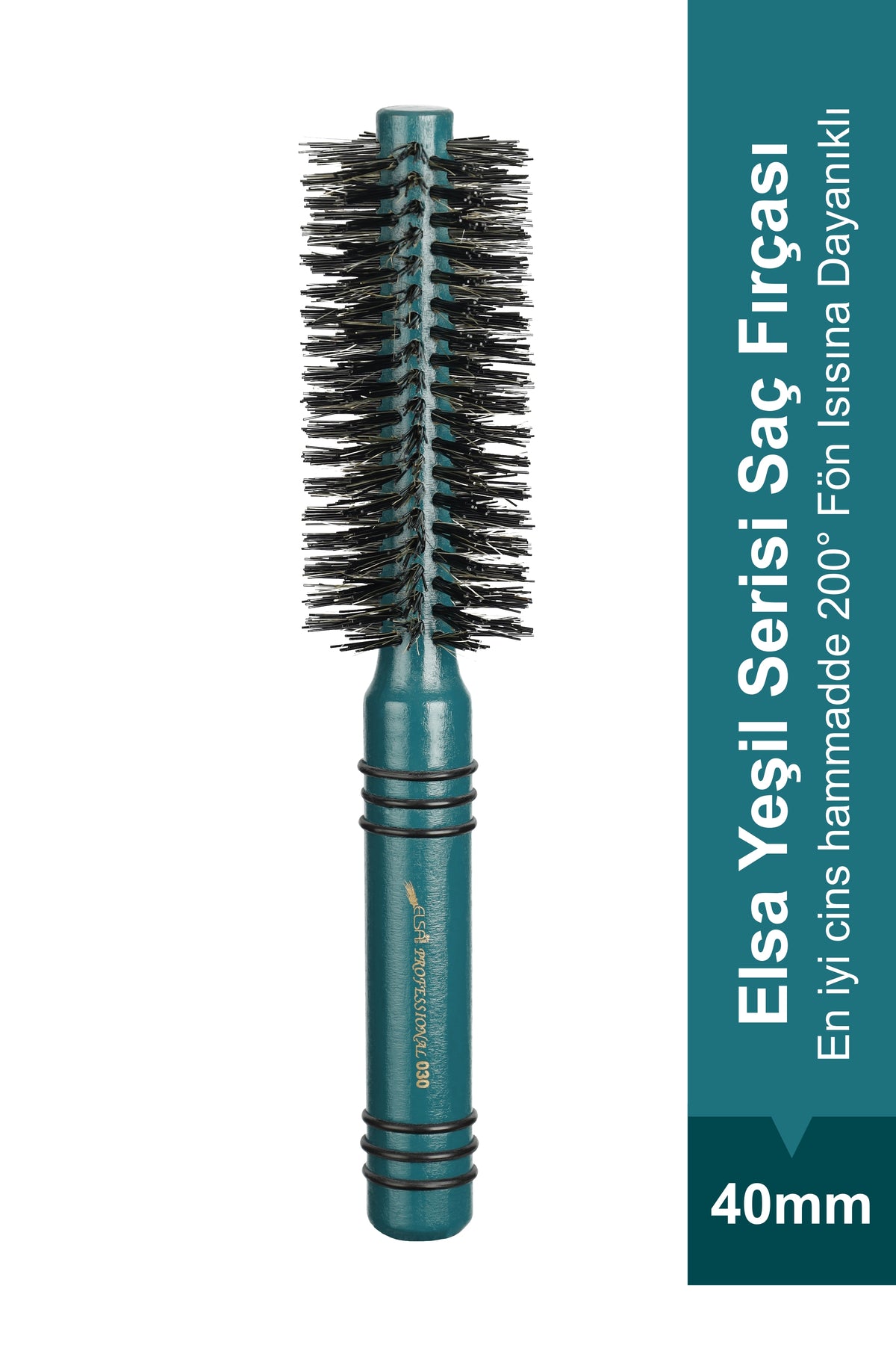 Elsa Professional 0.30 Yeşil fön fırçası 40 mm ve 200°C önden görünüm