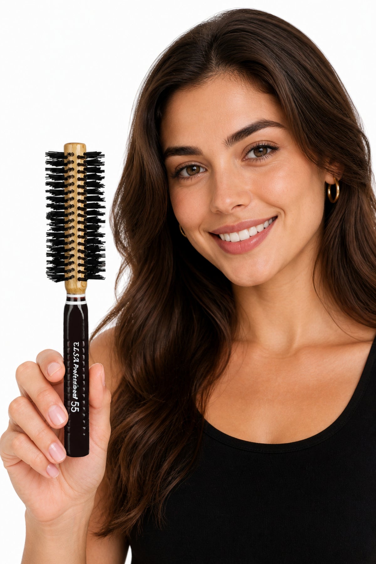 Elsa Professional 55 Natürel Saç Fırçası 41 mm – Profesyonel Fön Fırçası, Hacim Veren Yuvarlak Saç Fırçası - Elsa Saç Fırçaları