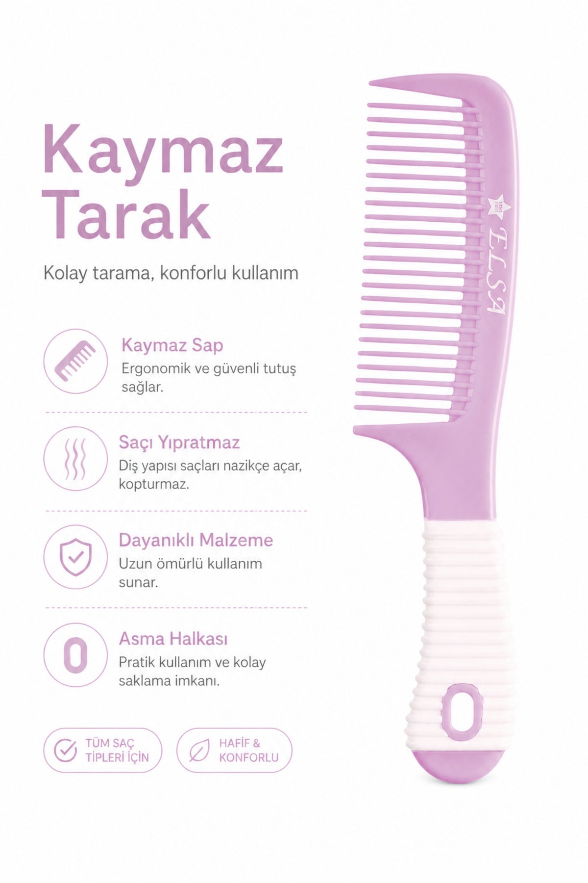 Professional Kaymaz Tarak 1058, Islak & Kuru Kullanım, Kırılma Karşıtı Tarak