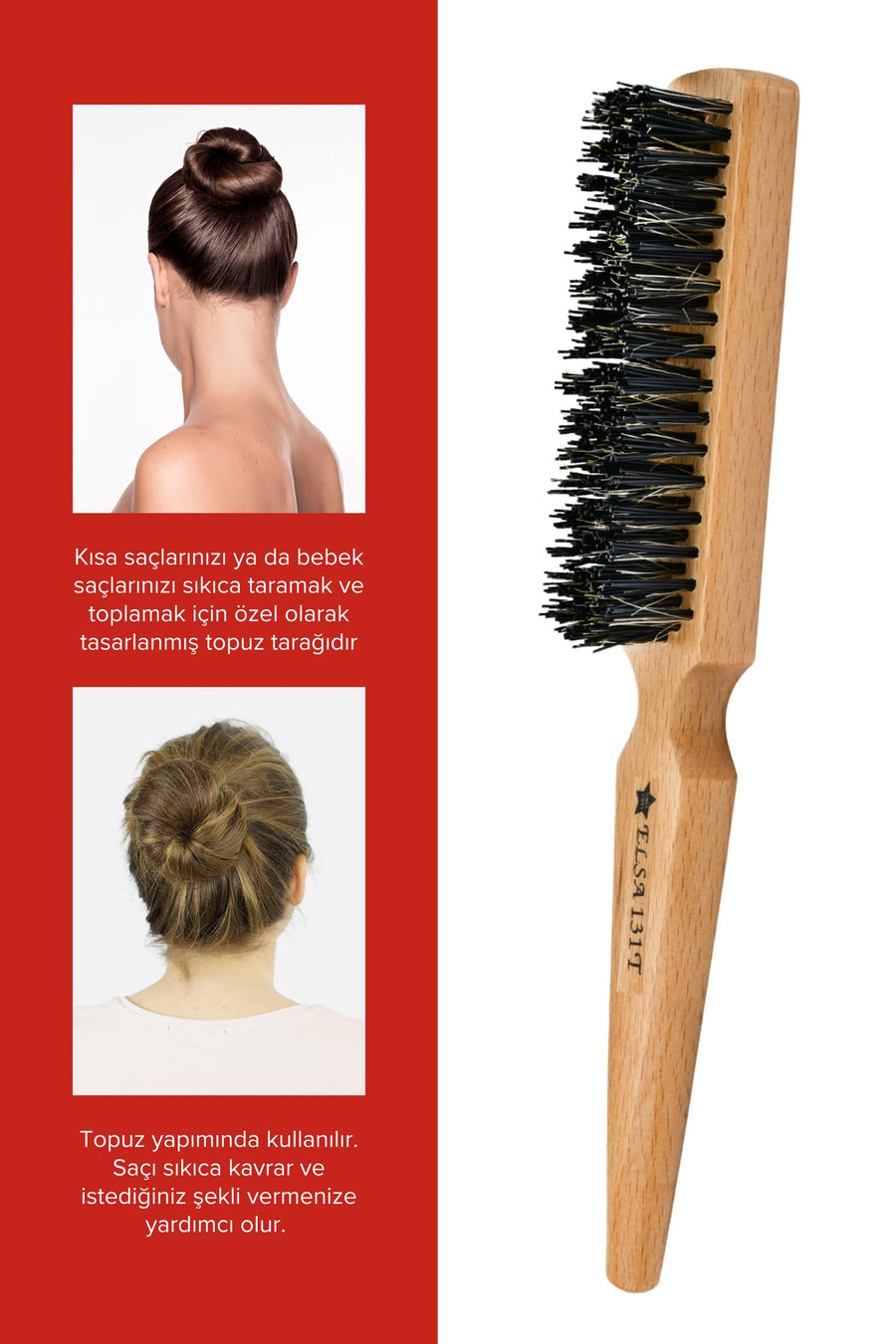 Professional Hair Wax Stick 75gr - Saç Sabitleyici ve 131 Topuz Fırçası Sleek Bun 2'li Set