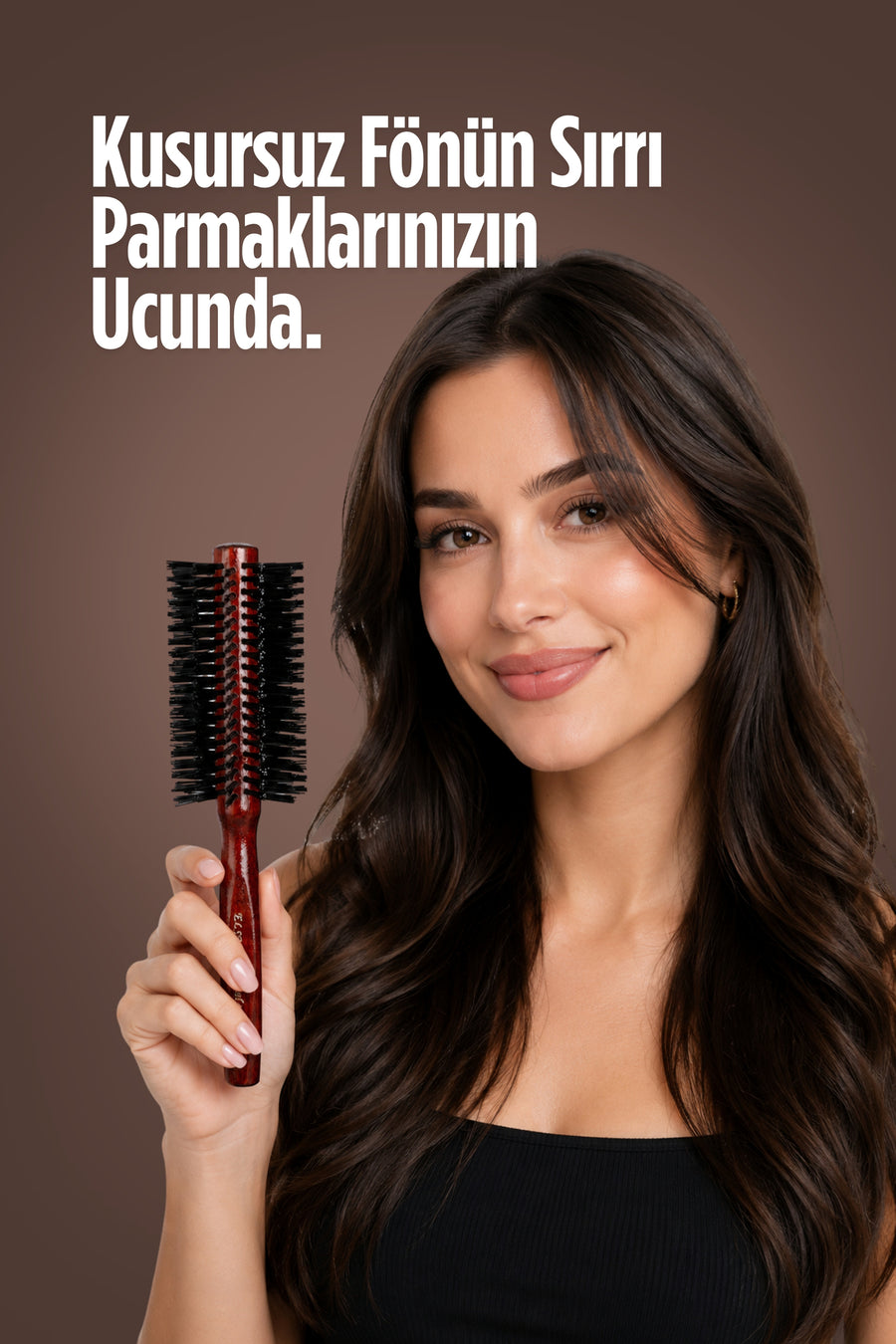 Elsa Professional 471 Maun büyük çaplı fön fırçası elde kullanım görünümü