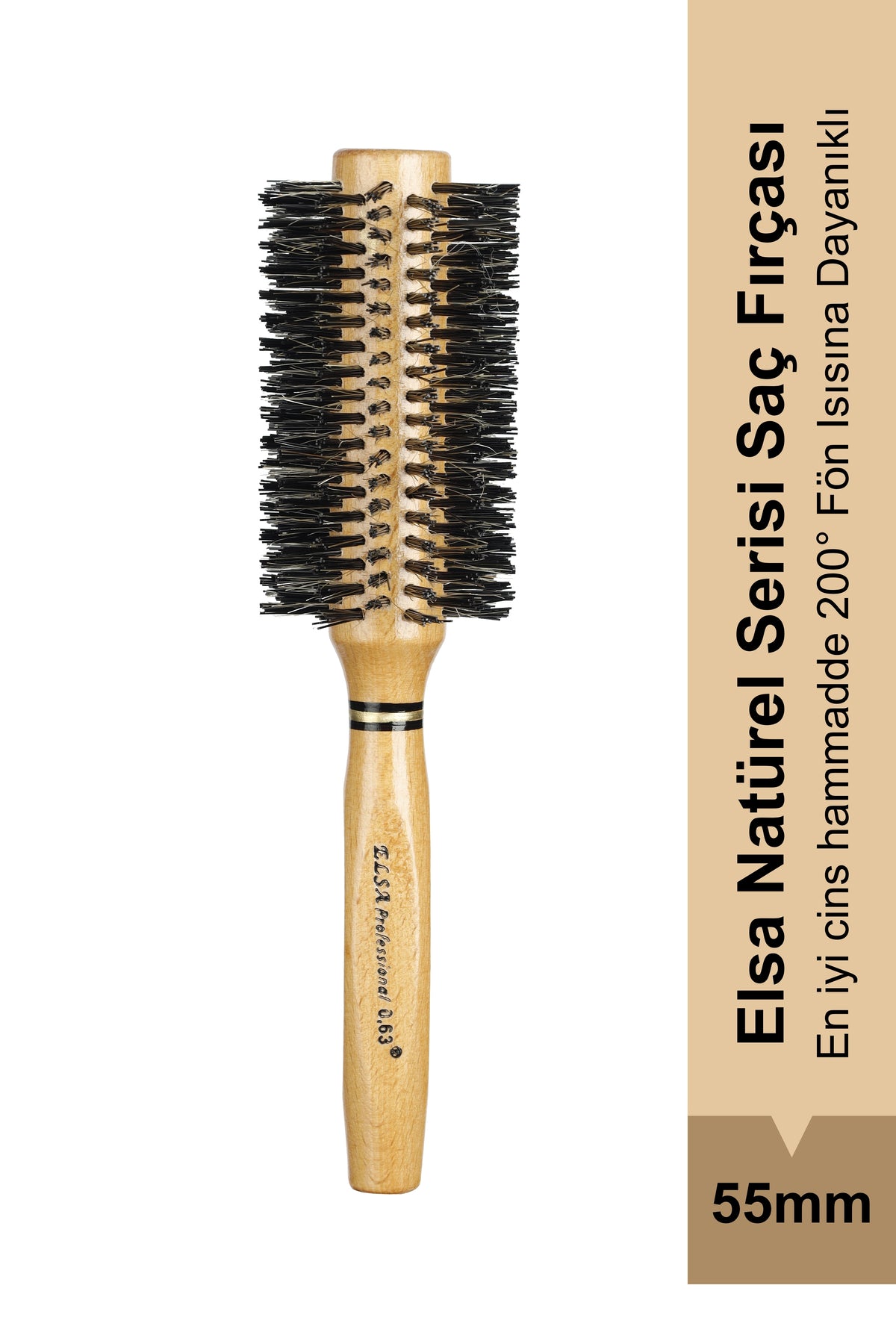 Elsa Professional 0.63 Natürel 55 mm yuvarlak fön fırçası
