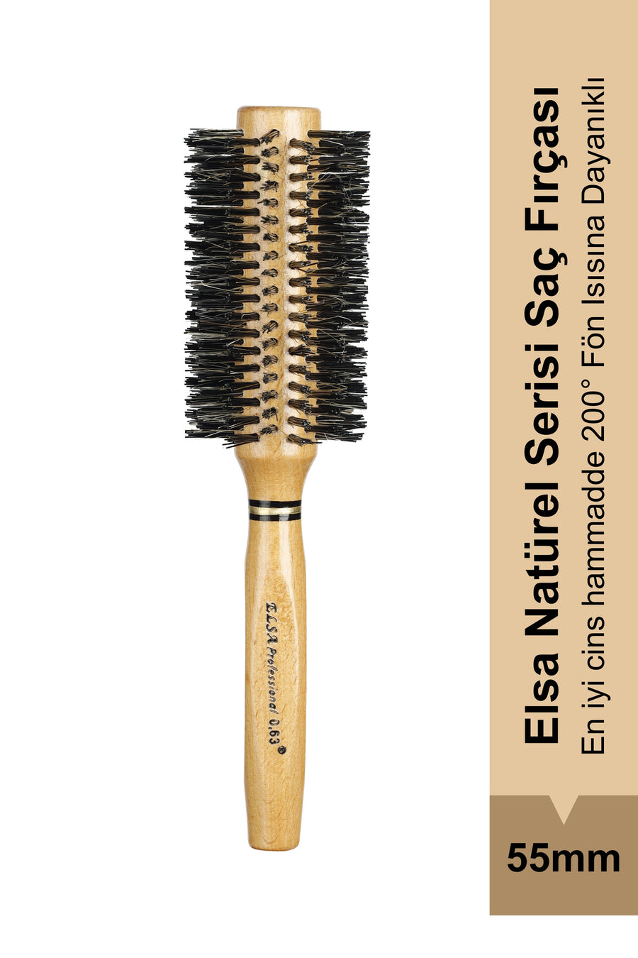 Elsa Professional 0.63 Natürel 55 mm yuvarlak fön fırçası