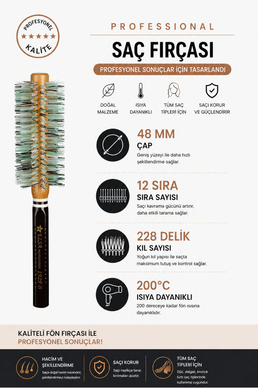 Professional 1929 3-Piece Hairbrush Set
