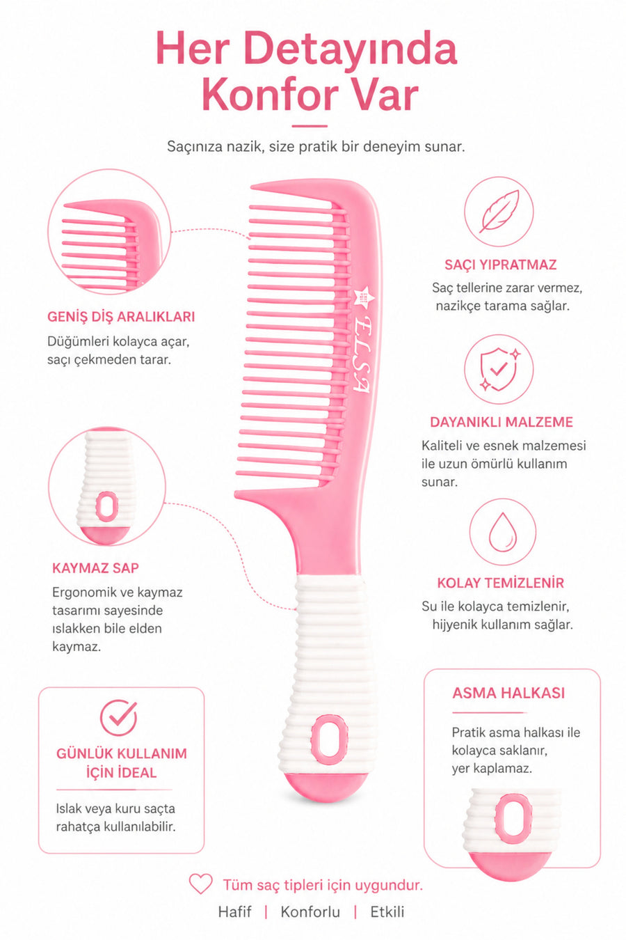 Professional 1058 Non-Slip Comb & 0345 Wide-Surface Comb 2-Piece Set – Easy Combing