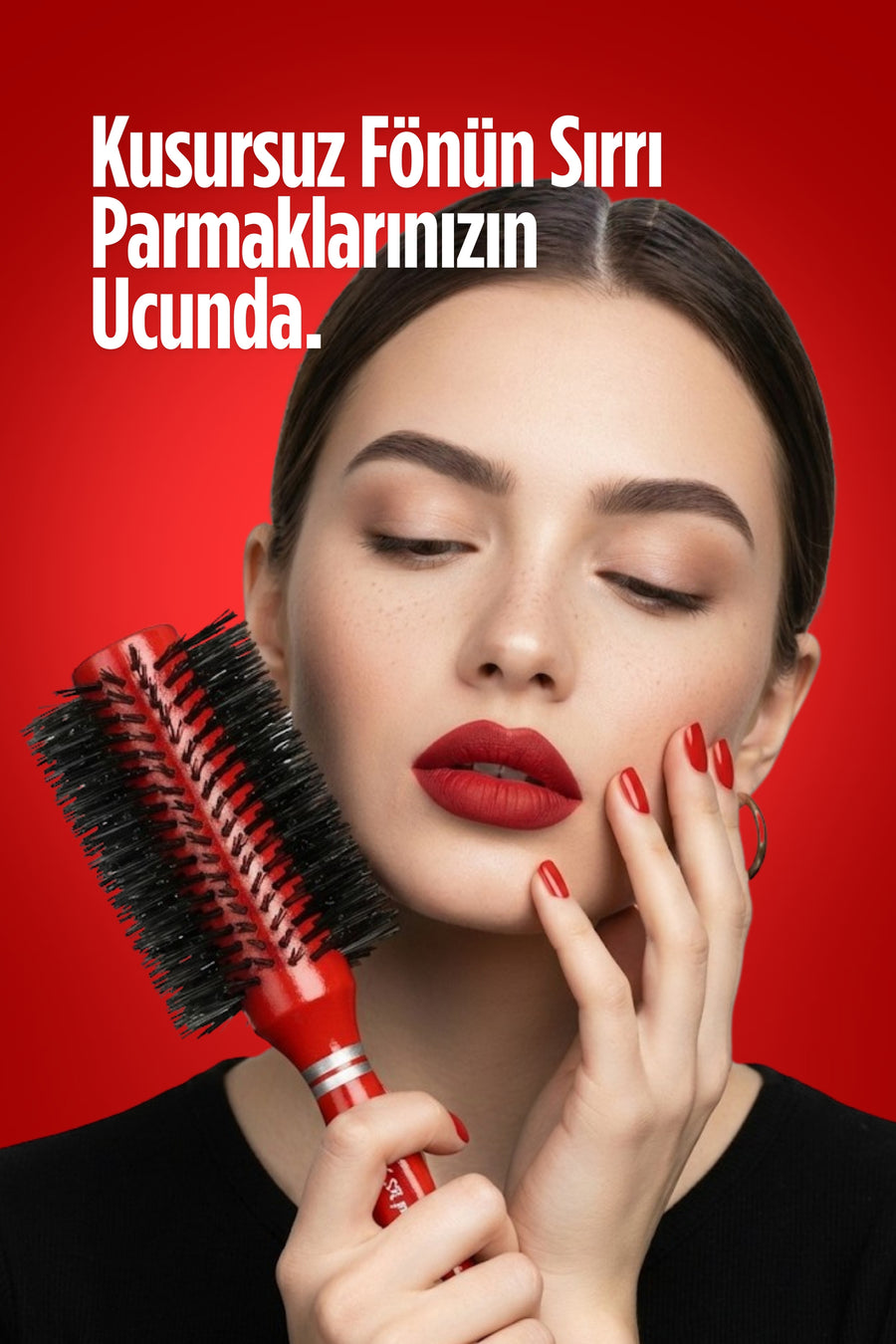 Elsa Professional 288 Kırmızı fön fırçası kullanım görseli