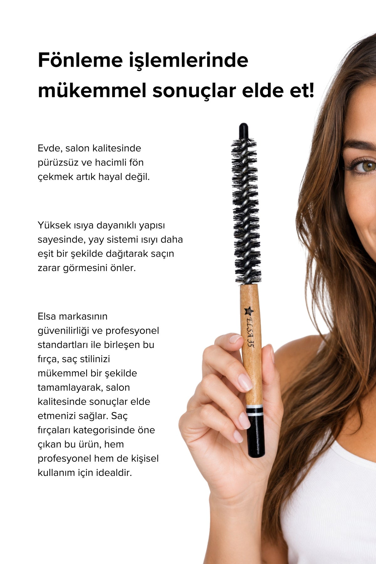 Elsa Professional 35 İnce 20 mm fön fırçası ile hassas ve hacimli şekillendirme