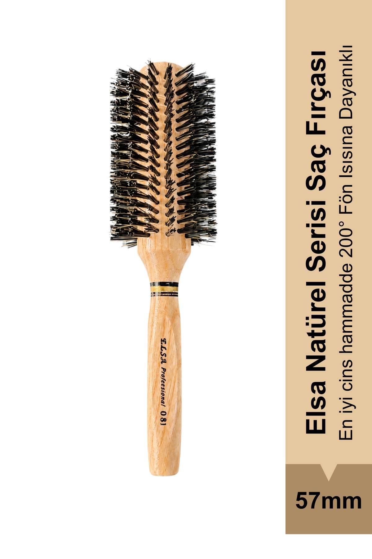 Elsa Professional 0.81 Natürel 57 mm yuvarlak fön fırçası