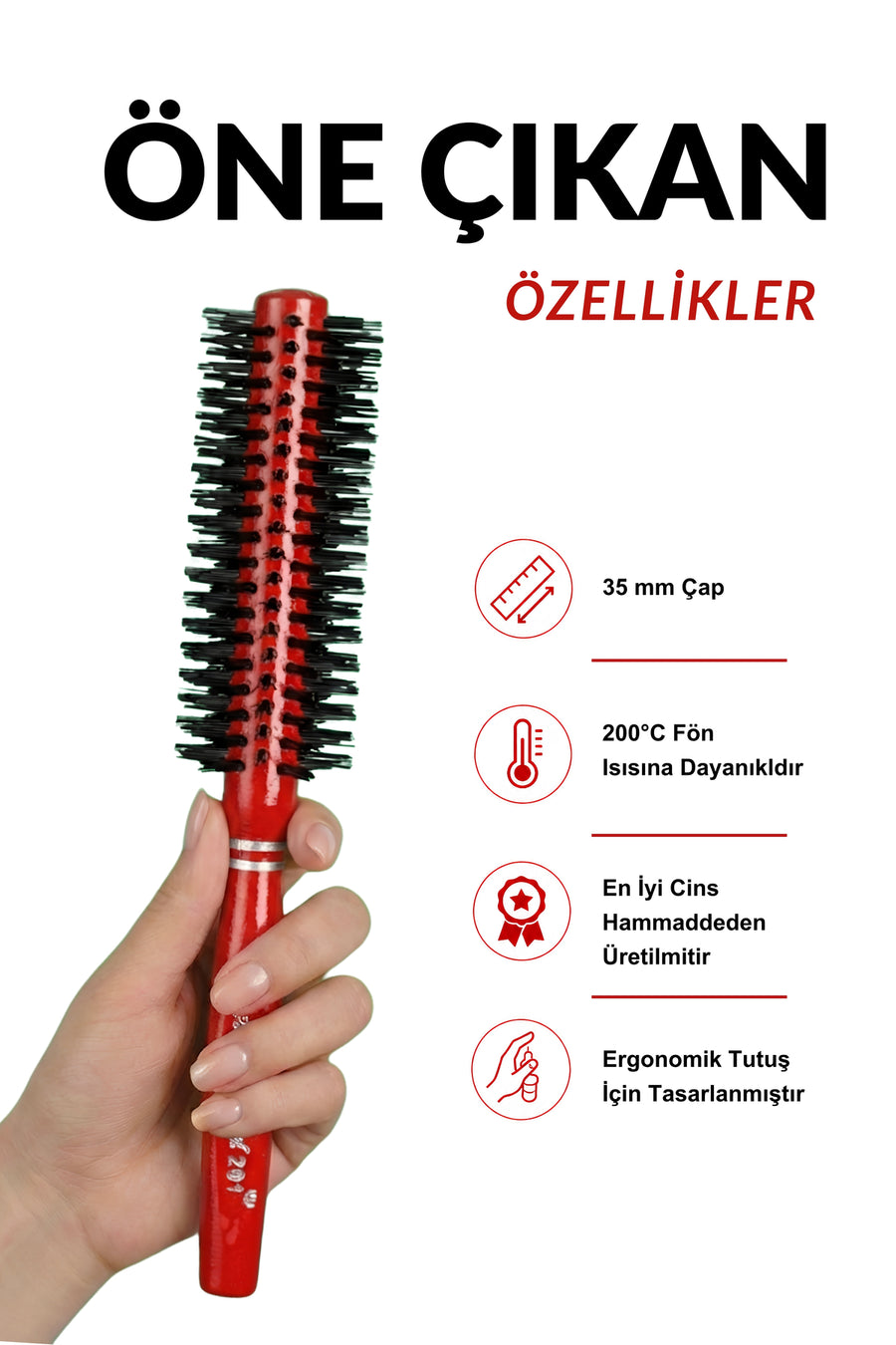 Elsa Professional 291 Kırmızı fön fırçası özellikleri