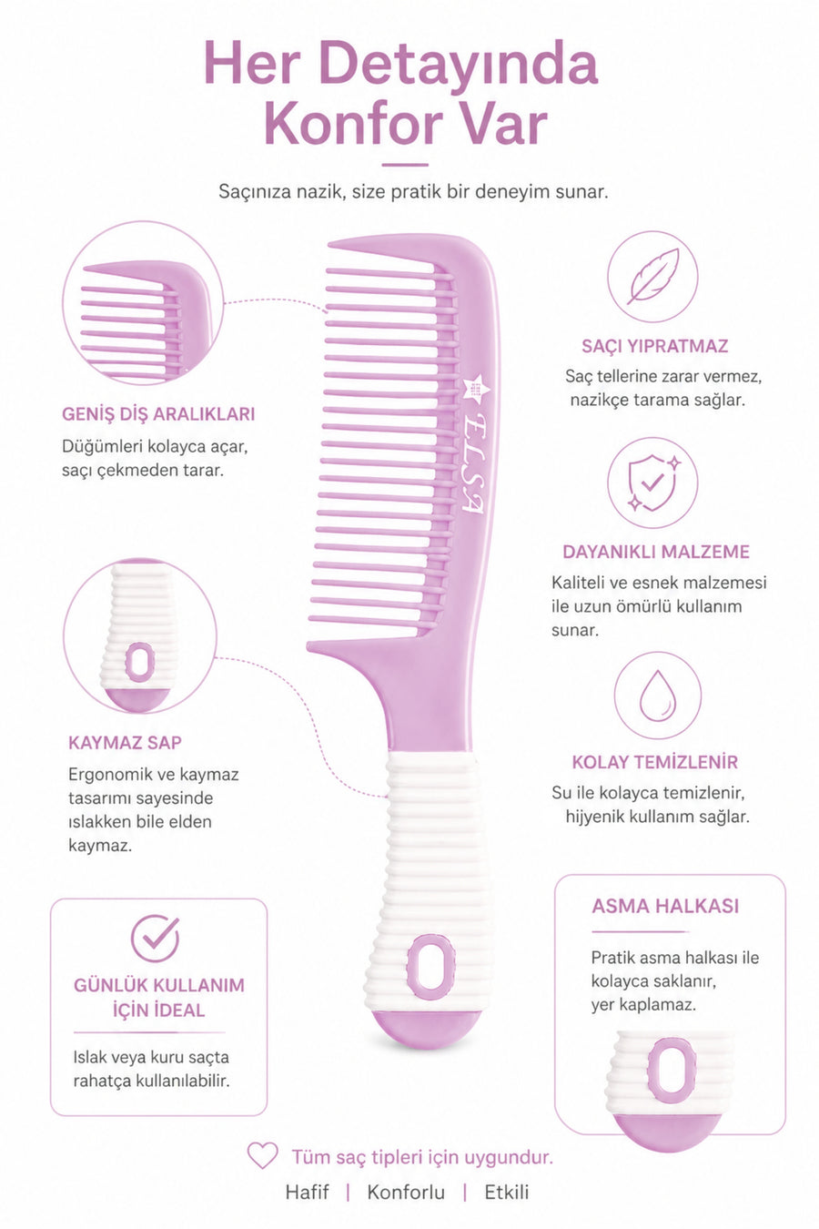 Professional 1058 Non-Slip Comb & 0345 Wide-Surface Comb 2-Piece Set – Easy Combing