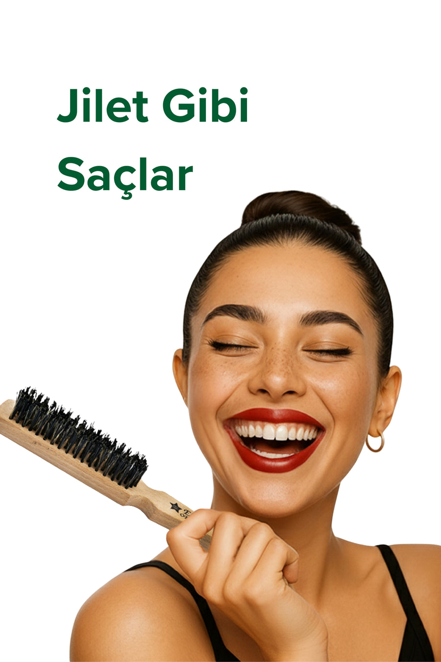 Elsa Professional 131 Organik topuz fırçası sleek hair kullanım görünümü