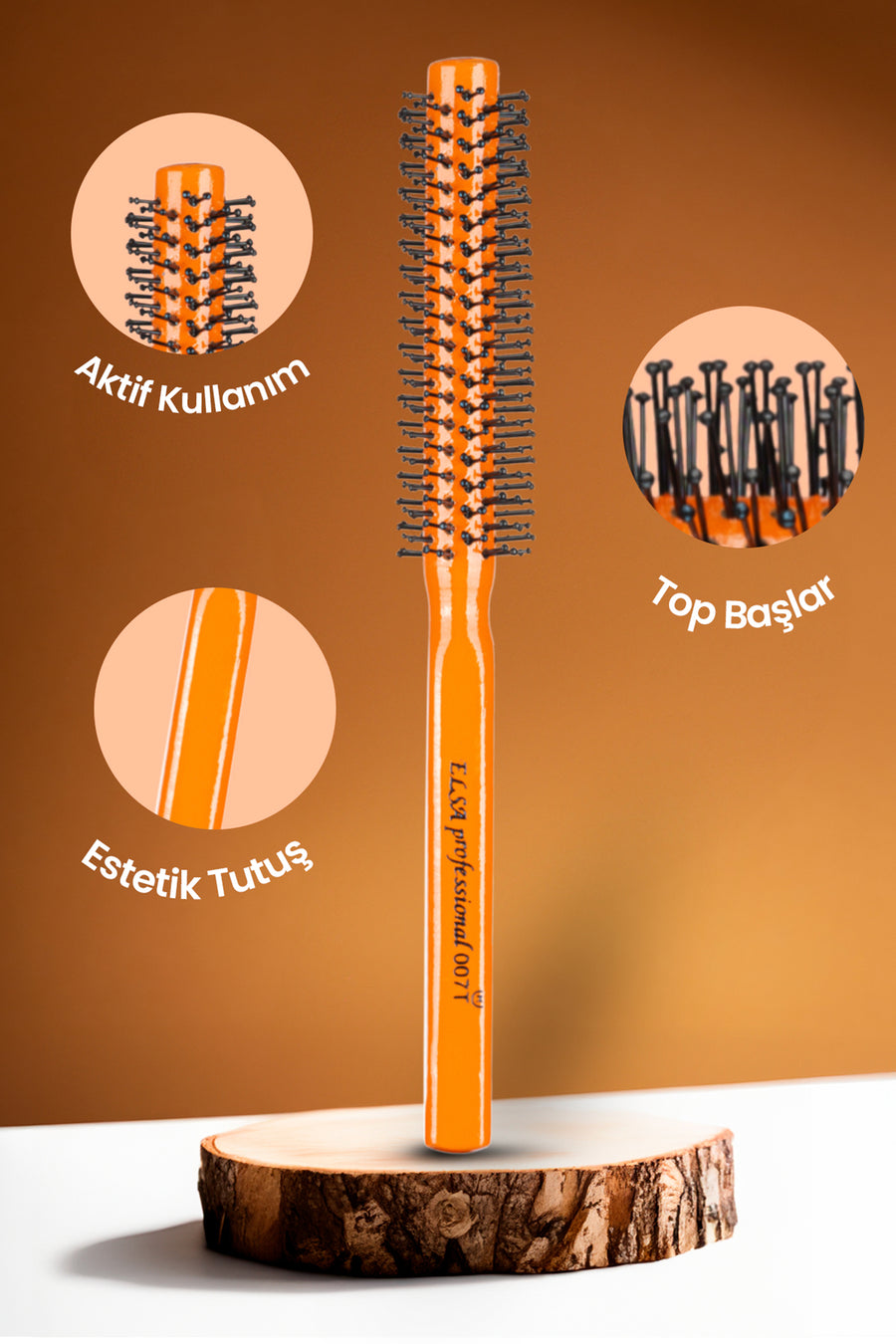 Professional 007 Thin Orange Men's Hair Brush
