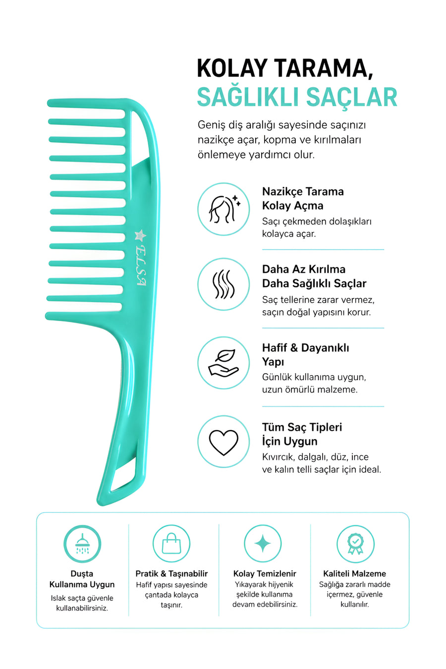 Professional 1058 Non-Slip Comb & 0345 Wide-Surface Comb 2-Piece Set – Easy Combing