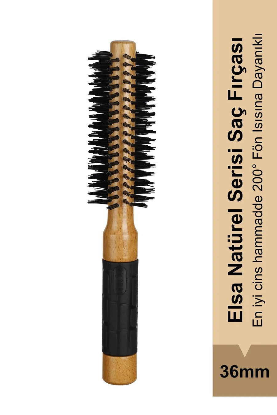 Elsa Professional 502 Natürel 36 mm fön fırçası siyah kavrama saplı
