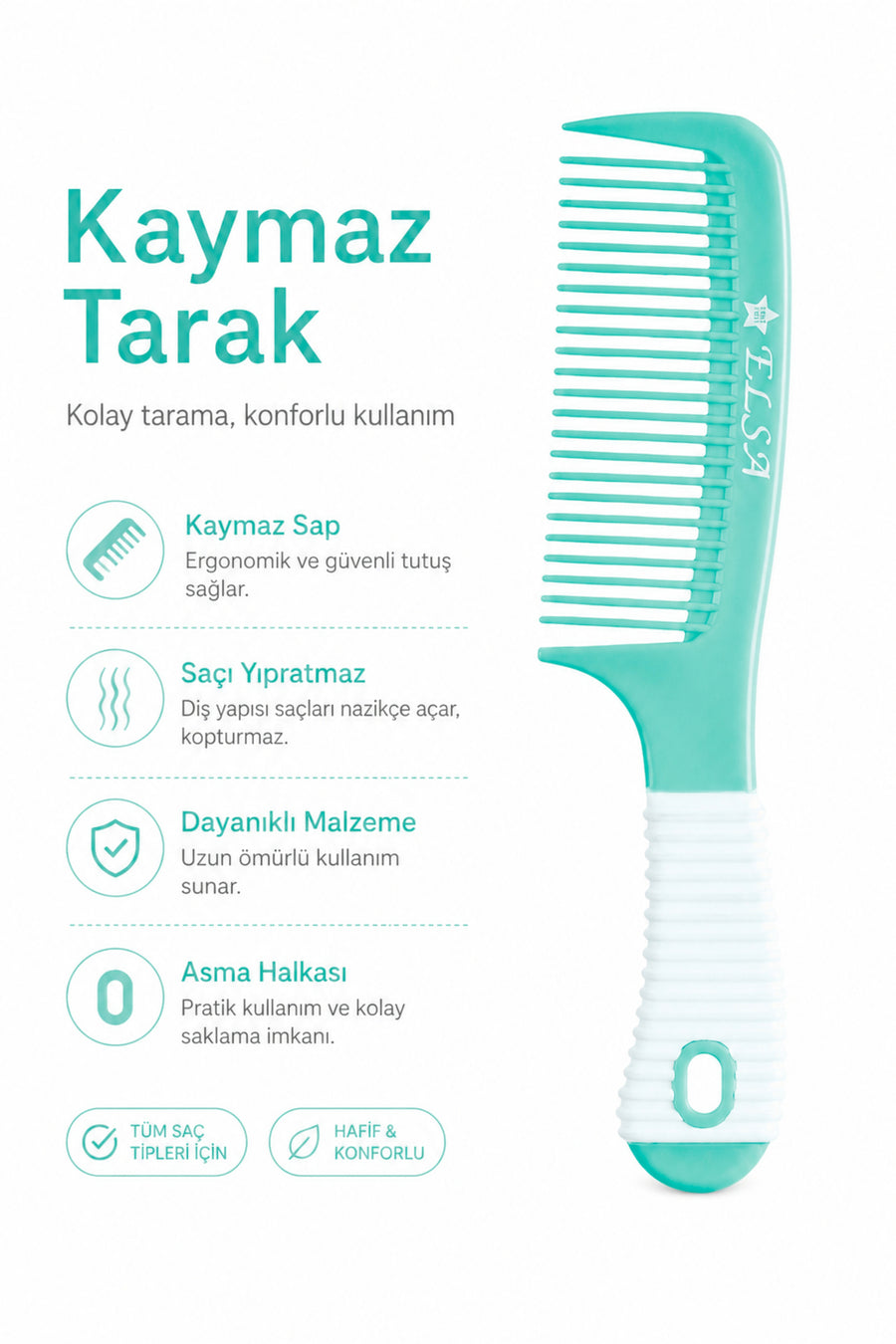 Professional 1058 Non-Slip Comb & 0345 Wide-Surface Comb 2-Piece Set – Easy Combing