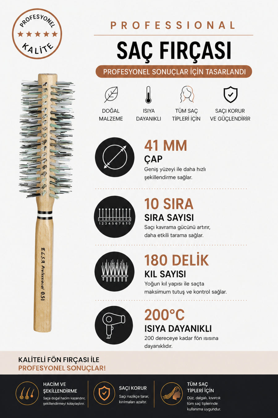 41 mm fırçanın 10 sıra ve 180 kıl teknik özellikleri