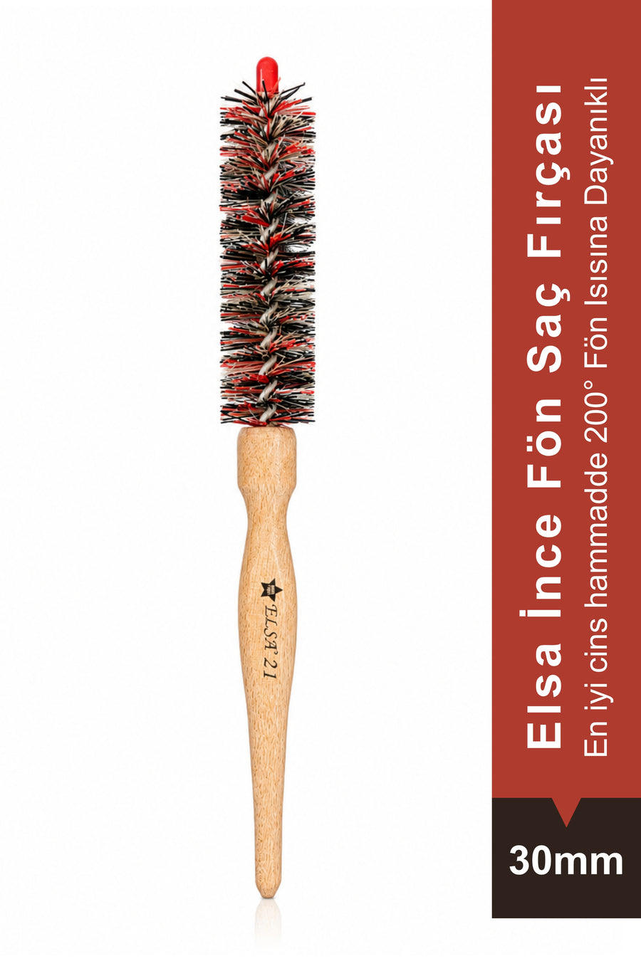 Elsa Professional 21 İnce ahşap saplı fön fırçası 30 mm ve 200°C ürün görünümü