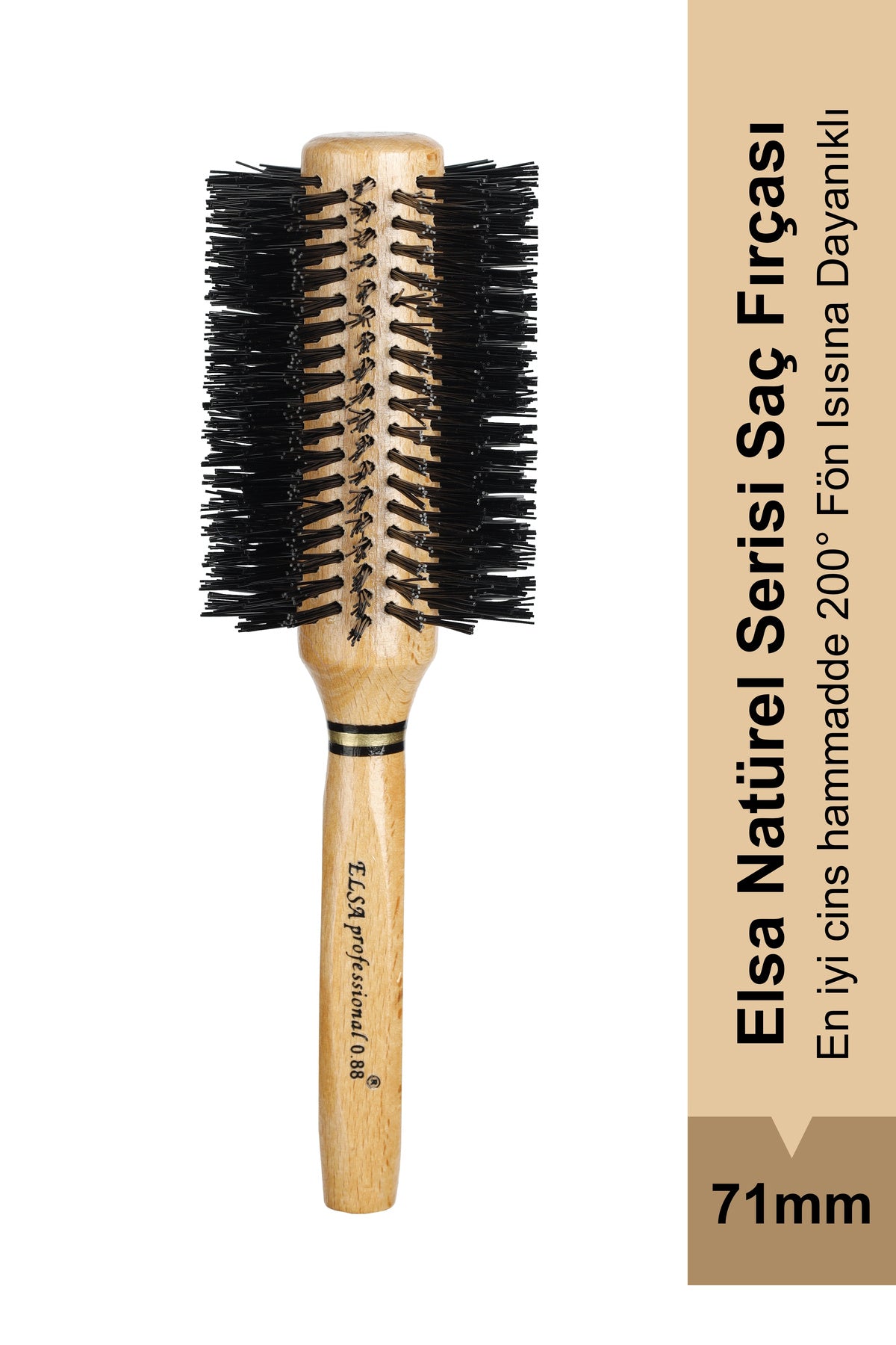 Elsa Professional 0.88 Natürel 71 mm yuvarlak fön fırçası