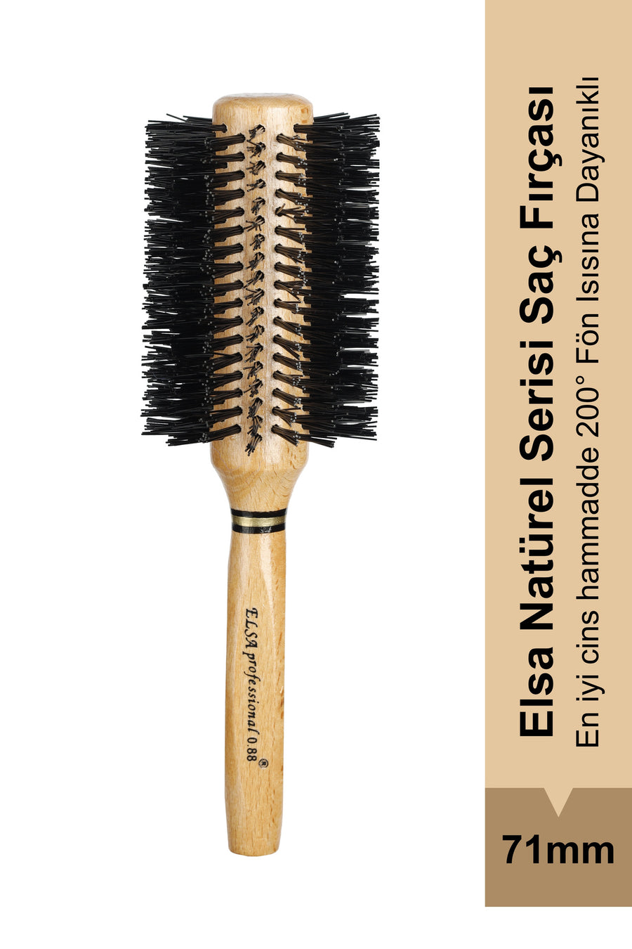 Elsa Professional 0.88 Natürel 71 mm yuvarlak fön fırçası