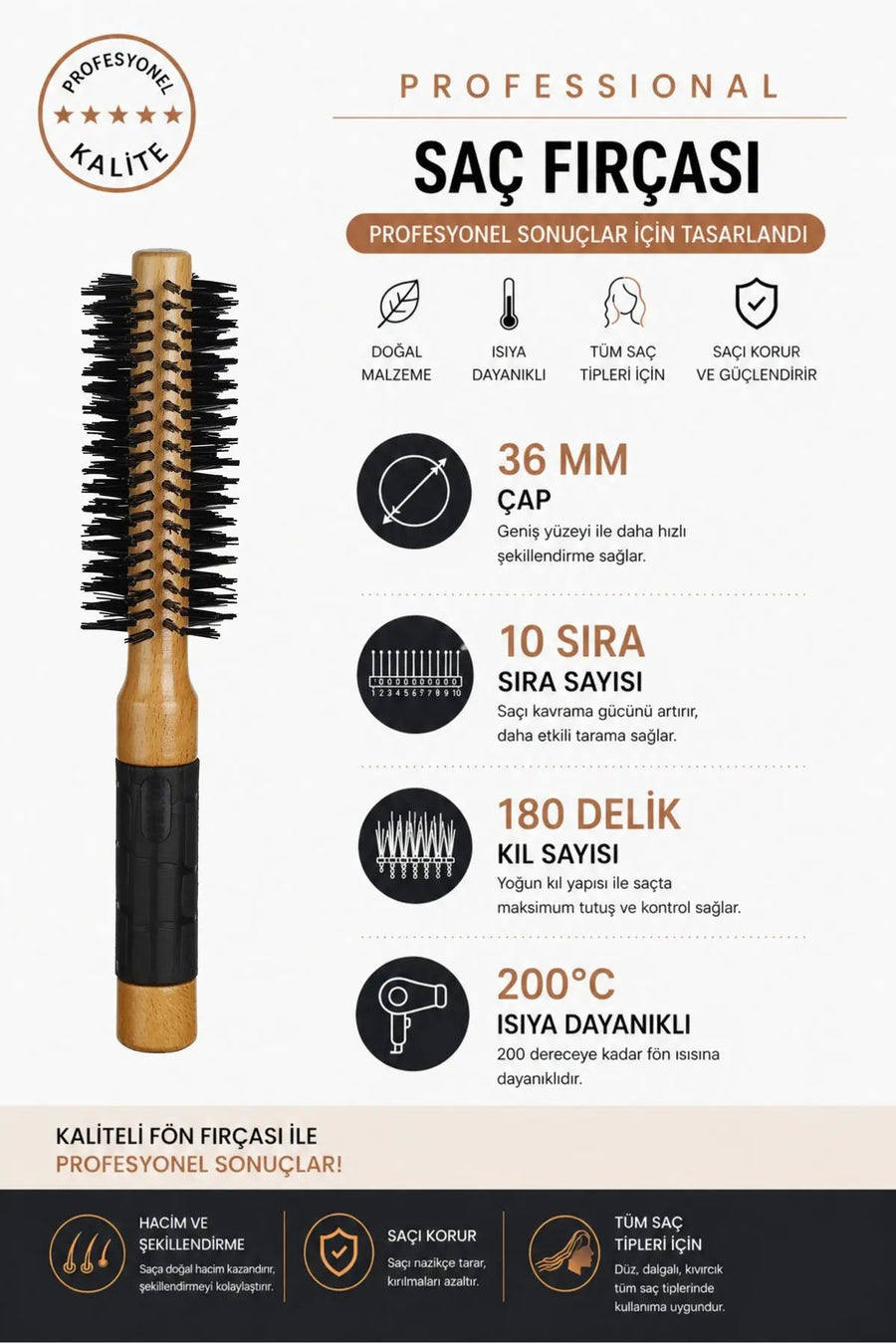36 mm fırçanın 10 sıra ve 180 kıl teknik özellikleri