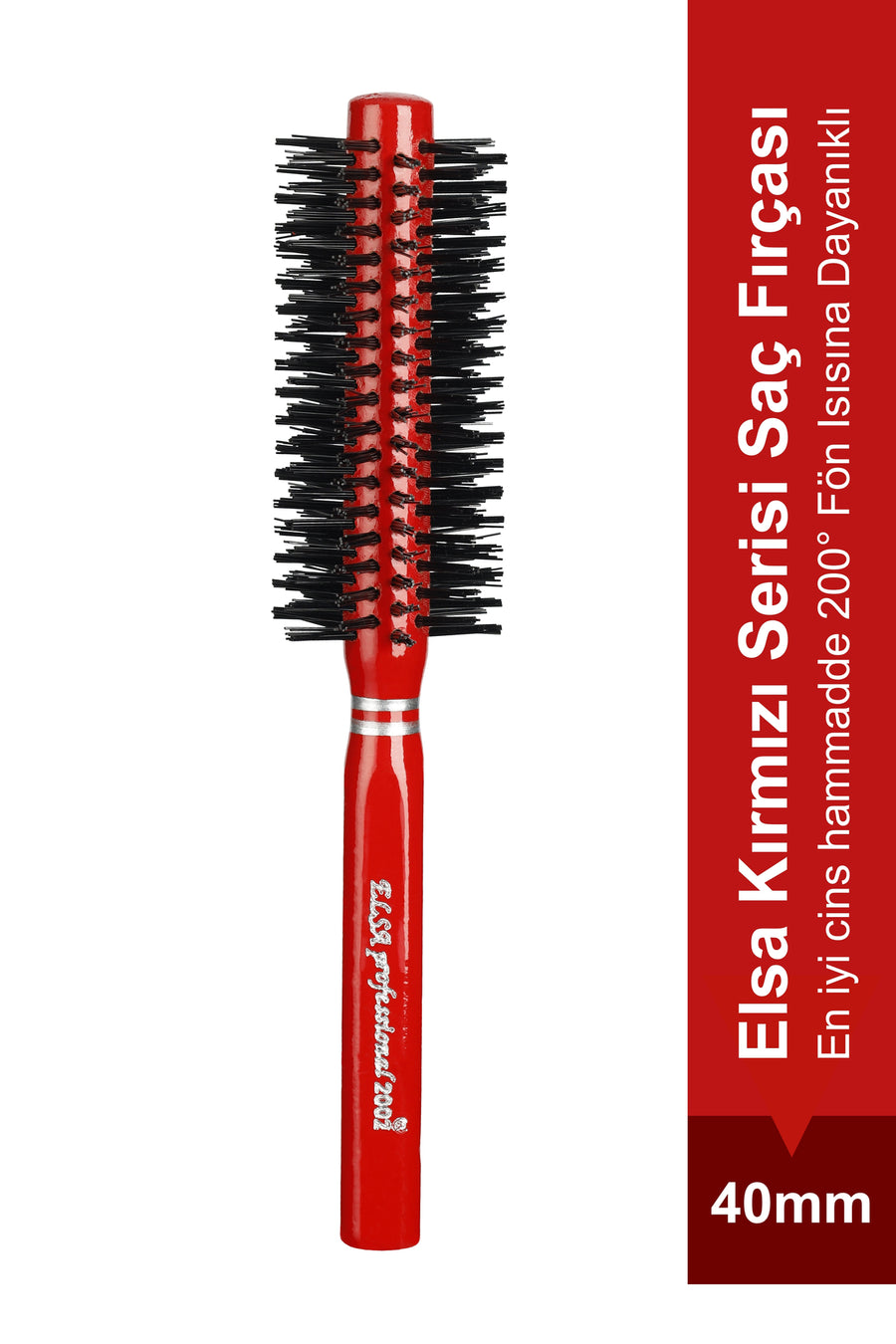 Elsa Professional 2002 Kırmızı 40 mm yuvarlak fön fırçası