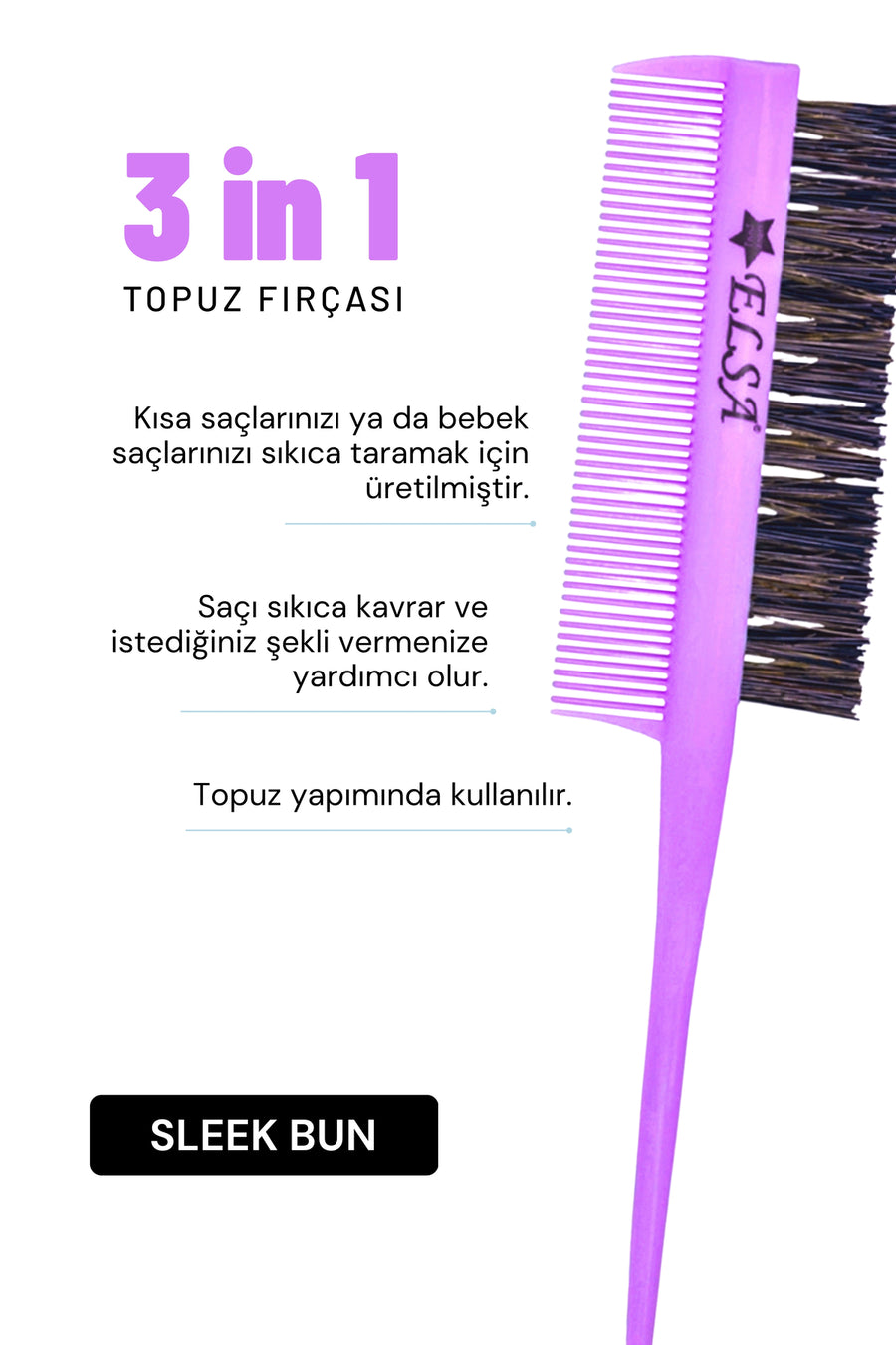 Professional 0.34 Lilac 3-in-1 Bun Brush