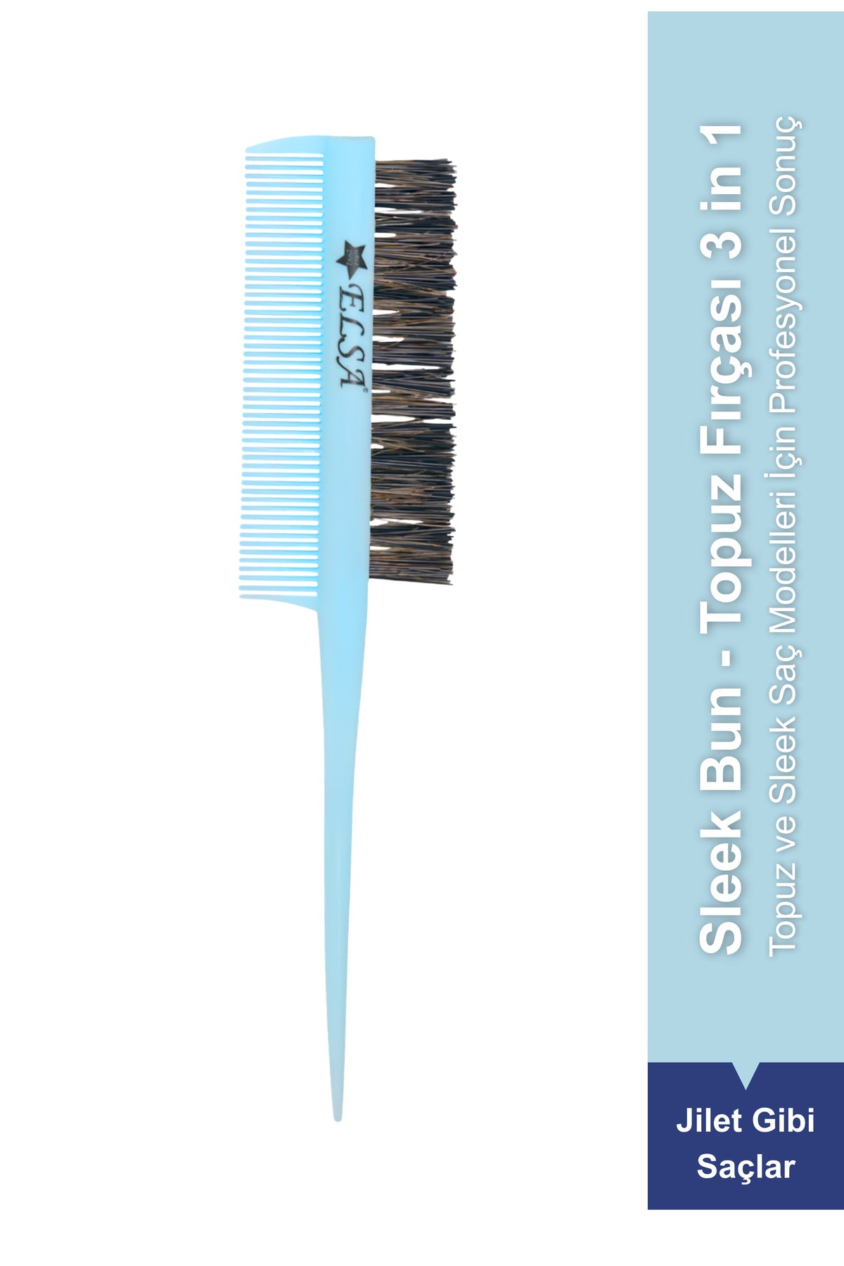 Professional 0.34 Blue 3-in-1 Bun Brush