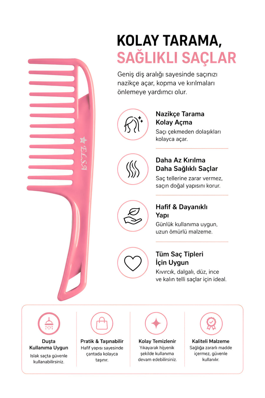 Professional 1058 Non-Slip Comb & 0345 Wide-Surface Comb 2-Piece Set – Easy Combing
