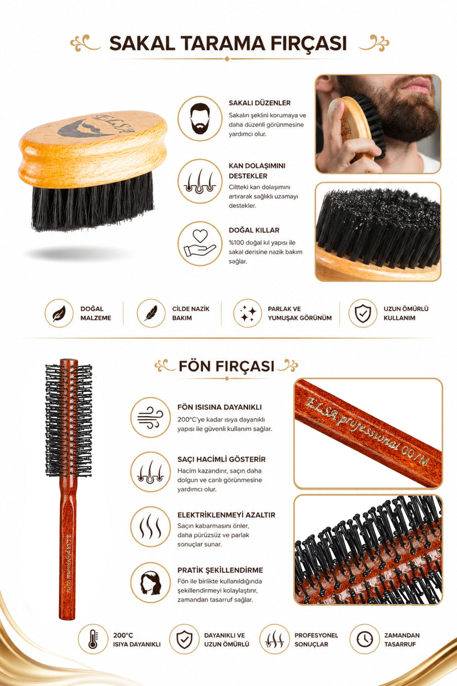 Professional Beard and Men's Hair Brush