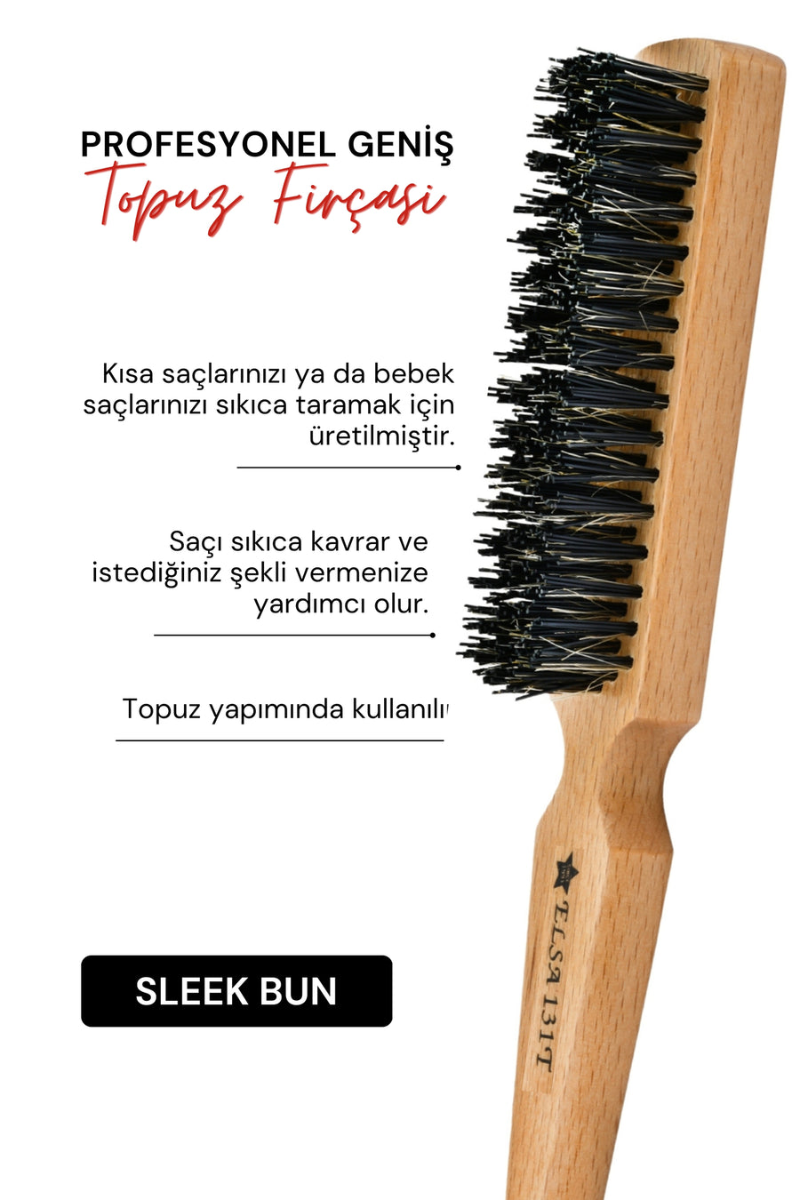 Professional Hair Wax Stick 75gr - Saç Sabitleyici ve 131 Topuz Fırçası Sleek Bun 2'li Set