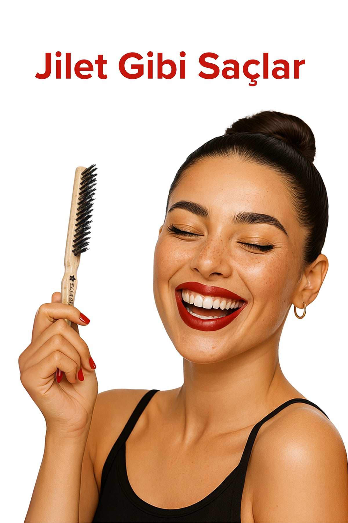 Professional Hair Wax Stick 75gr - Saç Sabitleyici ve Topuz Fırçası Sleek Bun 2'li Set