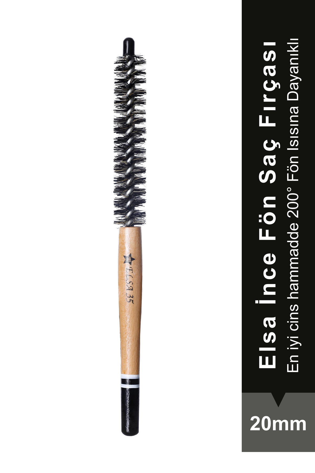 Elsa Professional 35 İnce 20 mm ahşap saplı fön fırçası ürün görünümü