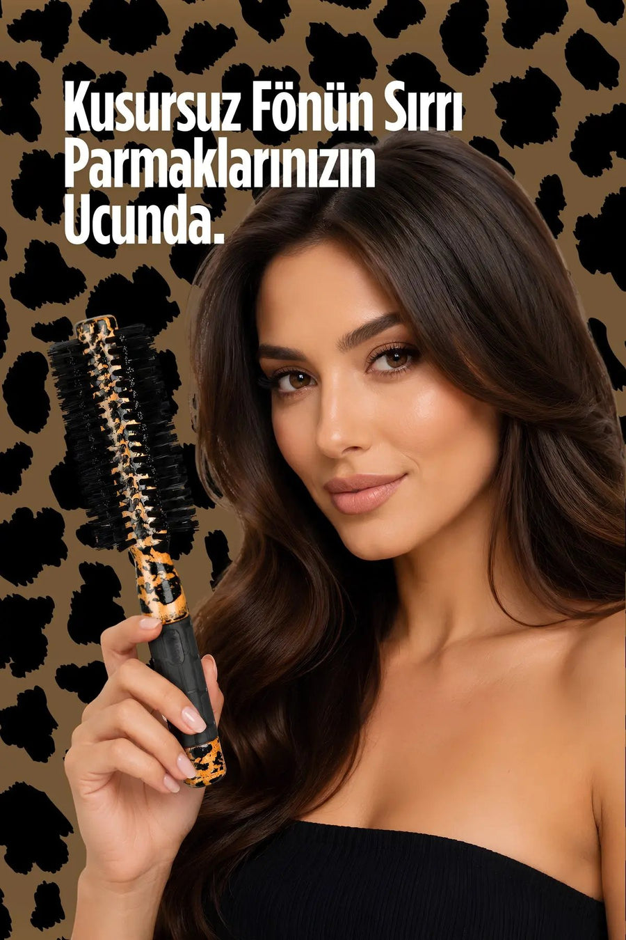 Uzun saçta Elsa Professional 501 Kobra Leopar fön fırçası