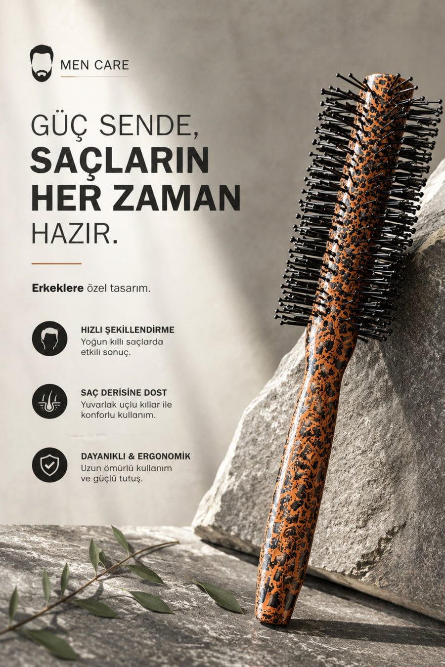 Elsa Professional 0.48 Kobra erkek fön fırçası hızlı şekillendirme ve ergonomik sap